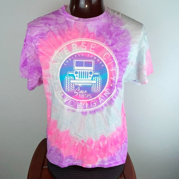 Converse T-Shirt Mens Traverse City Michigan Tie Dye I'm With Her Jeep XL - Picture 2 of 5